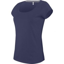 Koszulka damska Kariban Col Bateau. Niebieskie koszulki sportowe KARIBAN, bez wzorów, z bawełny, bez ramiączek. Za 65.00 zł.