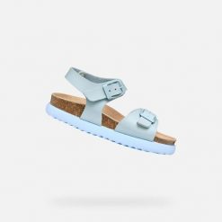 Sandały Geox Model J Sandal Bubblebow G Kolor Niebieski. Niebieskie sandały Geox, bez wzorów, z tkaniny, bez obcasa, bez zapięcia. Za 233.96 zł.