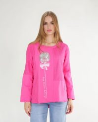 Bluzka z bawełny i nadrukiem. Bluzki Unisono, l, z aplikacjami, z bawełny, bez kołnierzyka, bez ramiączek. Za 219.00 zł.
