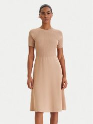 Armani Exchange Sukienka dzianinowa XW001885 AF10352 Beżowy Regular Fit. Brązowe sukienki Armani Exchange, m, bez wzorów, z dzianiny, bez kołnierzyka, bez ramiączek. Za 759.99 zł.