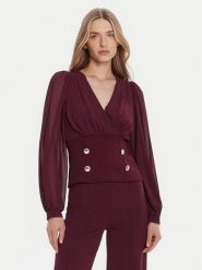 Rinascimento Bluzka CFC0126180003 Bordowy Regular Fit. Czerwone bluzki Rinascimento, l, bez wzorów, z syntetyku, bez kołnierzyka, bez ramiączek. Za 339.99 zł.