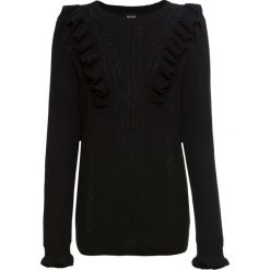 Sweter z falbanami bonprix czarny. Swetry marki bonprix. Za 59.99 zł.