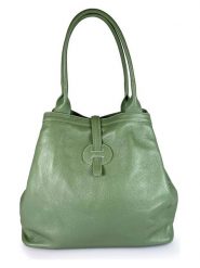 Lia Biassoni Skórzana torebka w kolorze zielonym - 38 x 22 x 6 cm rozmiar: onesize. Zielone torby na ramię Lia Biassoni, bez wzorów, z materiału, na ramię, bez dodatków. Za 355.78 zł.