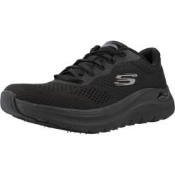 Buty na trening damskie SKECHERS ARCH FIT sportowe. Czarne obuwie sportowe Skechers, z materiału, bez zapięcia, na fitness i siłownię, Skechers Sport. Za 468.00 zł.