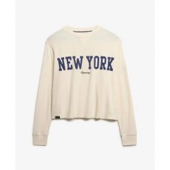 Wzorzysta bluza damska Superdry Athletic Essential. Białe bluzy Superdry, m, bez wzorów, bez kaptura. Za 152.85 zł.