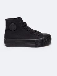 Trampki damskie wysokie czarne RR274742 906. Czarne trampki Big Star, bez wzorów, z gumy, bez zapięcia. Za 169.99 zł.