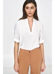 Nife Bluzka w kolorze białym rozmiar: 34. Białe bluzki Nife, bez wzorów, bez kołnierzyka, bez ramiączek. Za 126.15 zł.