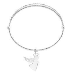 Bransoletka z aniołkiem na białym i srebrnym sznurku. Białe bransoletki Lilou, srebrne. Za 188.00 zł.