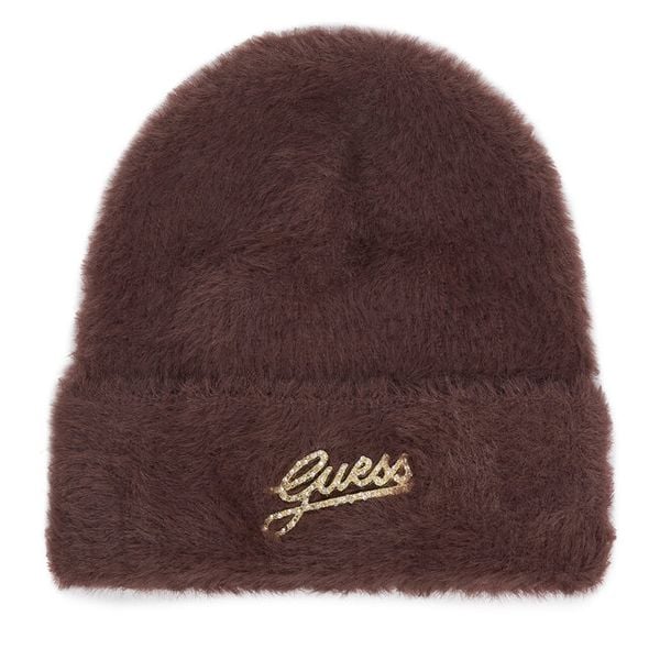 Czapka Guess. Brązowe czapki Guess, z aplikacjami. Za 154.99 zł.