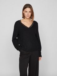 Vila Sweter w kolorze czarnym rozmiar: XL. Czarne swetry Vila, xl, bez wzorów, z koronki, bez ramiączek. Za 78.95 zł.