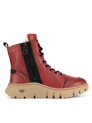 Mustang Botki 1499-602-5 Czerwony. Czerwone botki Mustang, bez wzorów, z materiału, bez obcasa, na płaskiej podeszwie, bez zapięcia. Za 369.99 zł.