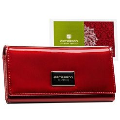 Portfel damski Peterson PTN PH27-1-SH czerwony. Czerwone portfele Peterson, bez wzorów, ze skóry. Za 86.99 zł.