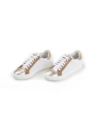Anna Morellini Skórzane sneakersy "Ziarisa" w kolorze złoto-białym rozmiar: 40. Białe trampki Anna Morellini, bez wzorów, bez zapięcia. Za 338.21 zł.