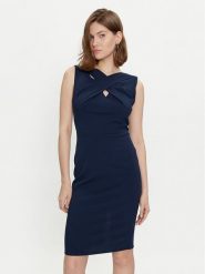 Rinascimento Sukienka koktajlowa CFC0118081003 Granatowy Slim Fit. Niebieskie sukienki Rinascimento, l, bez wzorów, z syntetyku, wizytowe, bez kołnierzyka, bez ramiączek. Za 259.99 zł.