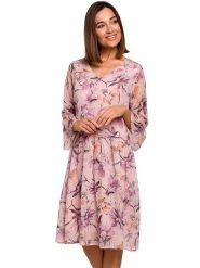 Stylove Sukienka w kolorze jasnoróżowym ze wzorem rozmiar: L. Różowe sukienki Stylove, l, bez wzorów, bez kołnierzyka, bez ramiączek, midi. Za 241.56 zł.