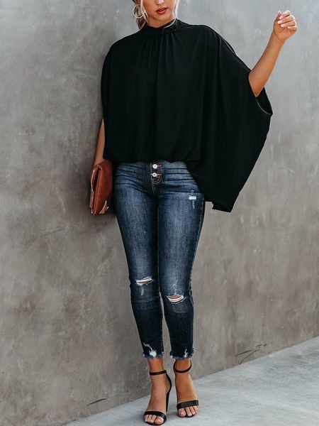 LA Angels Bluzka w kolorze czarnym rozmiar: S. Czarne bluzki LA Angels, s, bez wzorów, bez kołnierzyka, bez ramiączek. Za 113.36 zł.