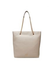 Calvin Klein Torebka Minimal Monogram Chain Tote LV04F3204G Beżowy. Brązowe torebki klasyczne Calvin Klein, bez wzorów, ze skóry, bez dodatków. Za 649.99 zł.