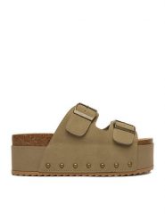 DeeZee Klapki CEO-WS069 Beżowy. Brązowe klapki DeeZee, bez wzorów, z materiału, bez obcasa. Za 139.99 zł.