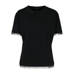 Koszulka Damska Z Koronkowymi Detalami. Czarne bluzki BUILD YOUR BRAND, xl, bez wzorów, z koronki, sportowe, bez kołnierzyka, bez ramiączek. Za 78.99 zł.