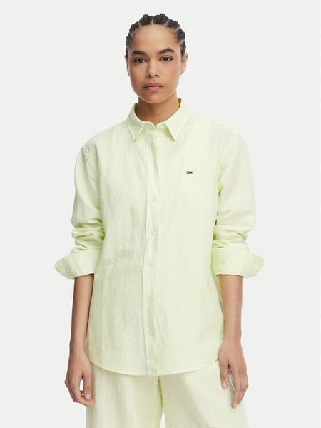 Tommy Jeans Koszula DW0DW22209 Zielony jasny Relaxed Fit. Zielone koszule Tommy Jeans, m, bez wzorów, z jeansu, bez kołnierzyka, bez ramiączek. Za 256.99 zł.