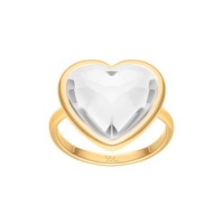 Pierścionek Icons z białym kryształem w kształcie serca pozłacany. Białe pierścionki Lilou, z kryształem, pozłacane. Za 189.00 zł.
