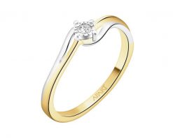Pierścionek z żółtego i białego złota z brylantem - 0,04 ct - próba 585. Białe pierścionki Apart, z brylantem, złote. Za 1,990.00 zł.