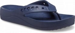 Japonki Dla Dorosłych Crocs Baya Platform Flip. Niebieskie klapki Crocs, bez wzorów, z materiału, bez obcasa. Za 99.99 zł.