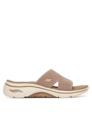 Skechers Klapki Gowalk Arch Fit 2.0 - Dakota 140865/TAN Beżowy. Brązowe klapki Skechers, bez wzorów, z materiału, bez obcasa. Za 289.99 zł.