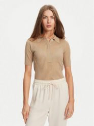 Marella Sweter Torbole 2513361145 Beżowy Slim Fit. Brązowe swetry Marella, xl, bez wzorów, z wiskozy, bez ramiączek. Za 519.99 zł.