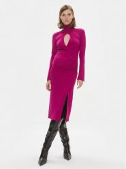 Pinko Sukienka koktajlowa Alpha 102367 A1DE Fioletowy Slim Fit. Fioletowe sukienki Pinko, s, bez wzorów, z wiskozy, wizytowe, bez kołnierzyka, bez ramiączek. Za 719.99 zł.