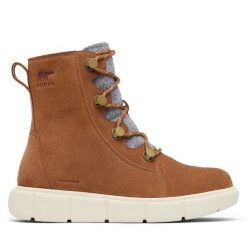 Botki Sorel. Brązowe botki Sorel, bez wzorów, bez obcasa, na płaskiej podeszwie, bez zapięcia. Za 679.99 zł.