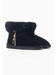 NICEBAY Skórzane botki zimowe "Litha" w kolorze czarnym rozmiar: 37. Czarne botki NICEBAY, na zimę, bez wzorów, z wełny, bez obcasa, bez zapięcia. Za 165.99 zł.