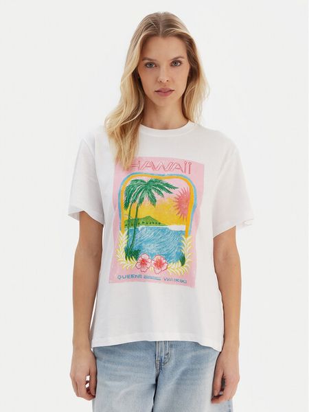 Roxy T-Shirt ERJZT05899 Biały Regular Fit. Białe t-shirty Roxy, s, bez wzorów, z bawełny, bez kołnierzyka, bez ramiączek. Za 179.99 zł.