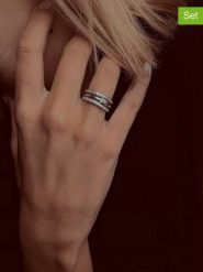 Eclat d'Argent Srebrne pierścionki (3 szt.) z cyrkoniami rozmiar: 50. Szare pierścionki Eclat d'Argent, z cyrkonią, srebrne. Za 236.61 zł.