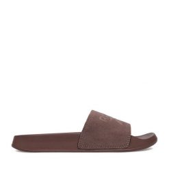 Klapki Reebok. Brązowe klapki Reebok, bez wzorów, bez obcasa. Za 99.99 zł.