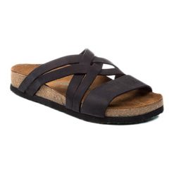 Comfortfusse Skórzane klapki w kolorze czarnym rozmiar: 40. Czarne klapki Comfortfüße, bez wzorów, z otwartym noskiem, bez obcasa. Za 249.76 zł.