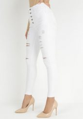 Białe Jeansy Skinny na Guziki Arru. Białe jeansy Born2be, l, bez wzorów, z podwyższonym stanem. Za 84.99 zł.
