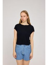 MAZINE Koszulka "Cropped" w kolorze czarnym rozmiar: XL. Czarne bluzki MAZINE, s, bez wzorów, z wiskozy, klasyczne, bez kołnierzyka, bez ramiączek. Za 109.78 zł.