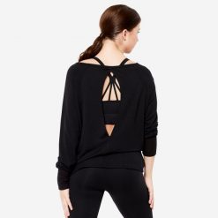 Bluza do tańca nowoczesnego damska Starever. Czarne bluzy STAREVER, l, w ażurowe wzory, z elastanu, bez kaptura. Za 119.99 zł.