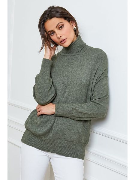 Joséfine Golf "Elona" w kolorze khaki rozmiar: L. Brązowe golfy Joséfine, l, bez wzorów, z kaszmiru, bez ramiączek. Za 196.70 zł.