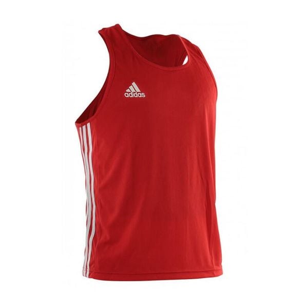 Koszulka treningowa adidas Boxing Top. Czerwone bluzki Adidas, bez wzorów, bez kołnierzyka, bez ramiączek. Za 135.50 zł.