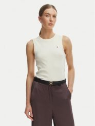 Tommy Hilfiger T-Shirt WW0WW49250 Écru Slim Fit. Białe t-shirty TOMMY HILFIGER, xxs, bez wzorów, z bawełny, bez kołnierzyka, bez ramiączek. Za 289.99 zł.