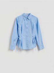 Koszula z wiązaniami - jasnoniebieski. Niebieskie koszule Reserved, l, bez wzorów, z bawełny, bez kołnierzyka, bez ramiączek. Za 99.99 zł.