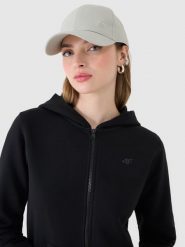 4F Bluza dresowa rozpinana z kapturem damska - czarna XS. Czarne bluzy 4f, xs, bez wzorów, z bawełny, z kapturem. Za 149.99 zł.