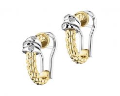 Kolczyki FOPE z żółtego i białego złota z brylantami - 0,08 ct - próba 750. Białe kolczyki Fope, z brylantem, złote. Za 15,990.00 zł.