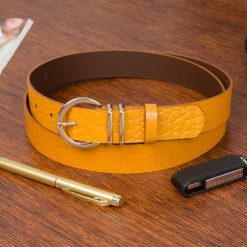 Pasek skórzany BELTIMORE r.95-110 cm E57 musztardowy. Żółte paski bez wzorów. Za 41.99 zł.