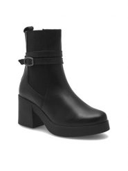 Lasocki Botki VELIA EST-VELIA-02 Czarny. Czarne botki Lasocki, bez wzorów, z materiału, bez obcasa, na słupku, bez zapięcia. Za 149.99 zł.