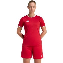 Koszulka damska adidas Entrada 26 Jersey czerwony. Czerwone bluzki Adidas, bez wzorów, z jersey, sportowe, bez kołnierzyka, bez ramiączek. Za 60.99 zł.