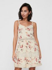 ONLY Sukienka letnia Karmen 15177478 Beżowy Regular Fit. Brązowe sukienki Only, na lato, bez wzorów, z wiskozy, bez kołnierzyka, bez ramiączek. Za 159.99 zł.