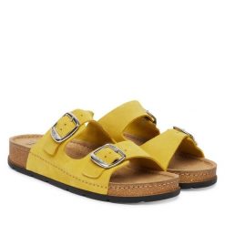 Klapki Scholl. Żółte klapki Scholl, bez wzorów, bez obcasa. Za 394.99 zł.